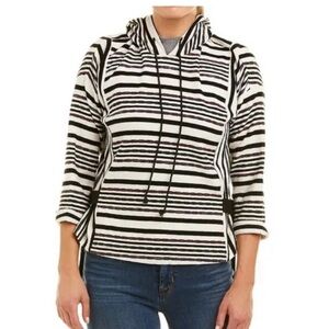 MOON RIVER BELTED SWEATER, MULTICOLORED STRIPED HOODIE. SIZE M.